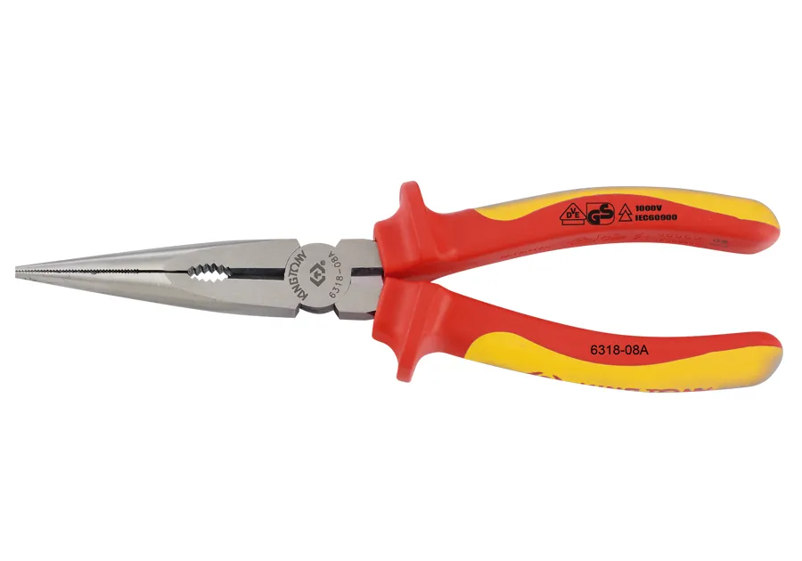 Kìm mũi dài cách điện DVE (Long Nose Pliers) KINGTONY 6318-08A chính hãng 