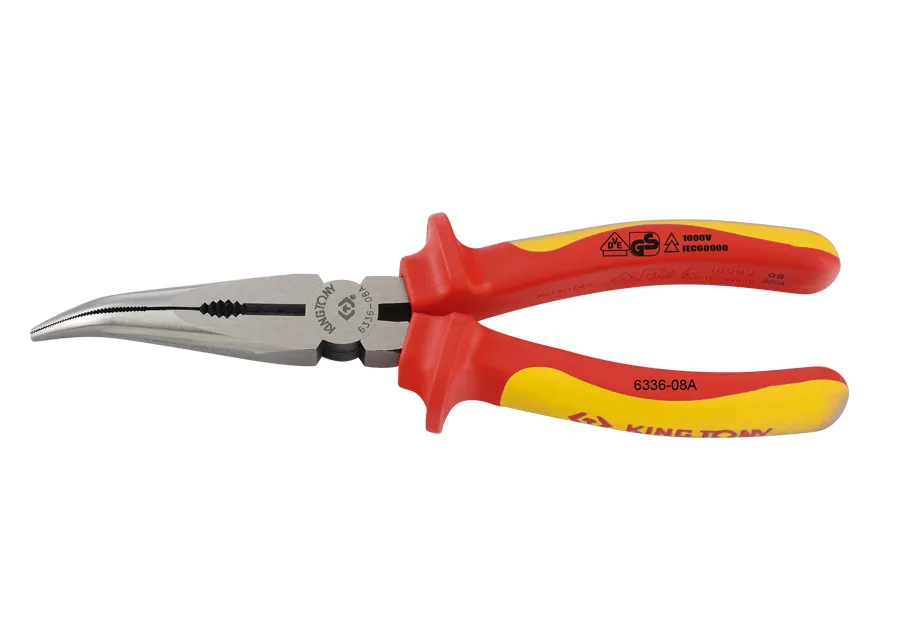 Kìm mũi cong cách điện DVE (Bent Nose Pliers) KINGTONY 6336-08A chính hãng