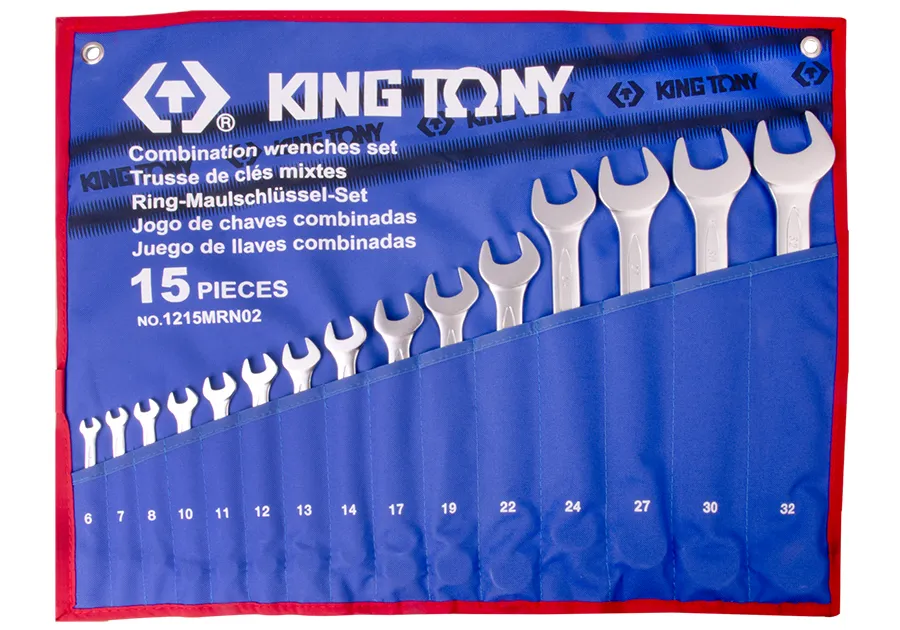 Bộ cờ lê (Combination Wrench) 1215MRN02 KINGTONY 15 chi tiết chính hãng 
