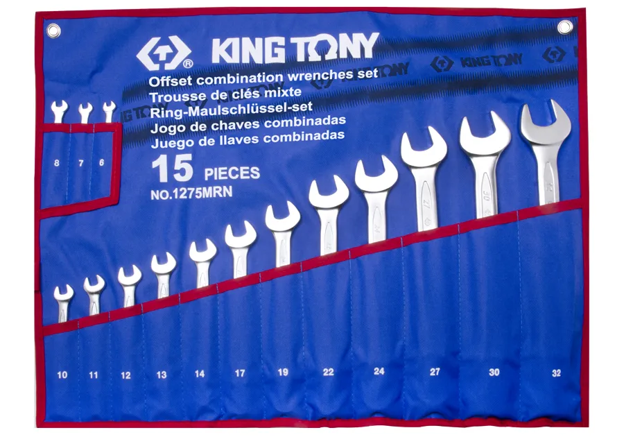 Bộ cờ lê vòng miệng (Offset Combinatiom Wrench Set) 1275MRN KINGTONY 15 chi tiết chính hãng 