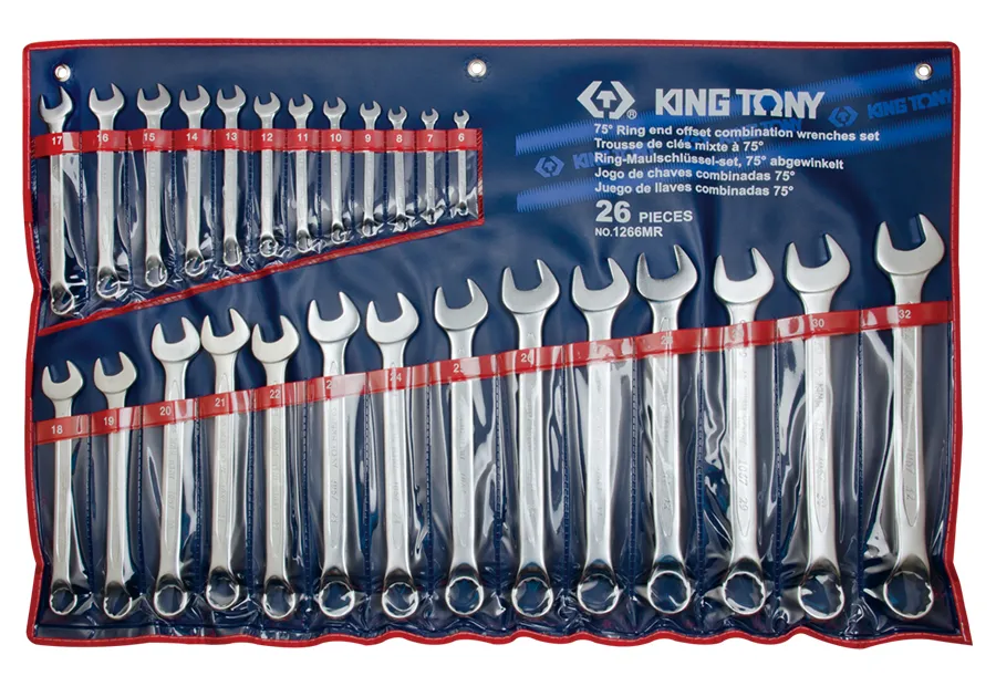 Bộ cờ lê vòng miệng (Offset Combinatiom Wrench Set) 1266MR KINGTONY 26 chi tiết chính hãng 