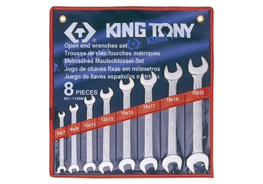 Bộ cờ lê 2 đầu miệng (Open End Wrench Set) 1108MR KINGTONY 8 chi tiết chính hãng 