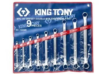 Bộ cờ lê 2 đầu vòng Offset 45° (45° Offset Ring Wrench) 1609MR KINGTONY 9 chi tiết chính hãng