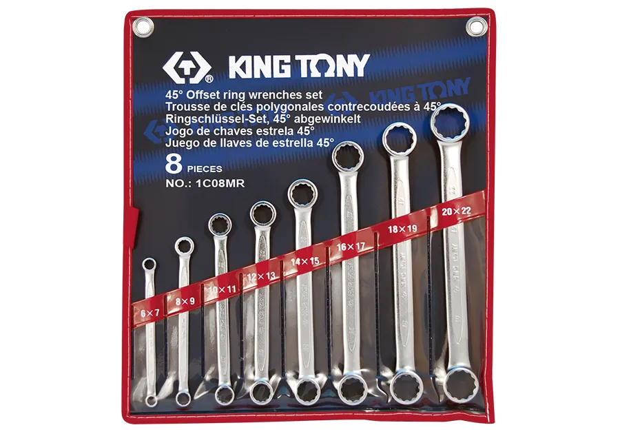 Bộ cờ lê 2 đầu vòng thẳng (Straight Wrench Set) 1C08MR KINGTONY 8 chi tiết chính hãng 