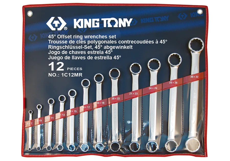 Bộ cờ lê 2 đầu vòng thẳng (Straight Wrench Set) 1C012MR KINGTONY 12 chi tiết chính hãng 