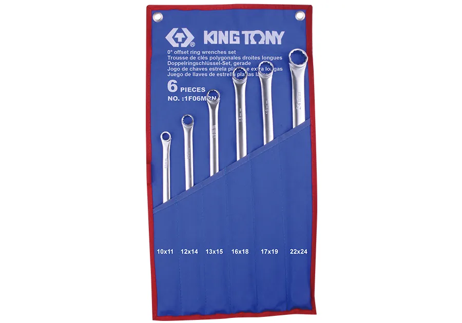 Bộ cờ lê 2 đầu vòng Offset 0° (0° Offset Ring Wrench Set) 1F06MRN KINGTONY 6 chi tiết chính ha
