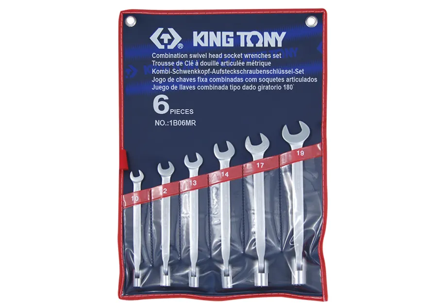 Bộ cờ lê 1 đầu xoay kết hợp (Flexible Head Wrench Set) 1B06MR KINGTONY 6 chi tiết chính hãng