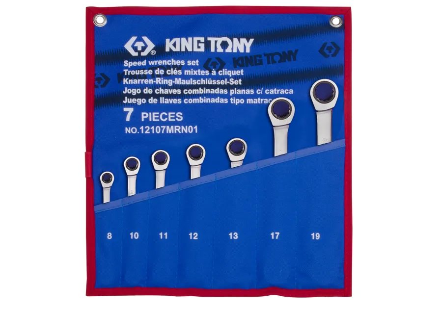 Bộ cờ lê vòng miệng tự động (Speed Wrench Set) 12107MRN01 KINGTONY 7 chi tiết chính hãng 