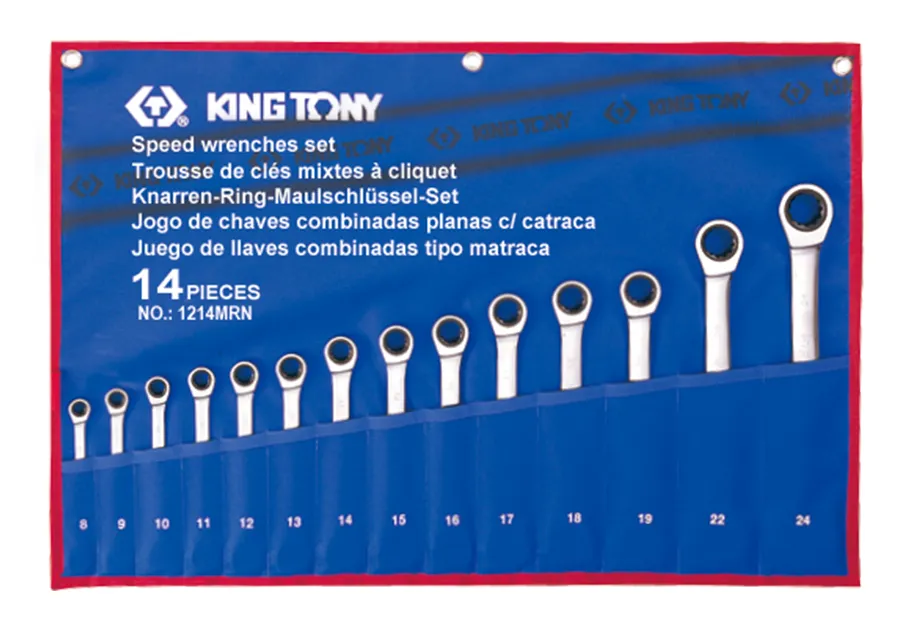 Bộ cờ lê vòng miệng tự động (Speed Wrench Set) 12114MRN KINGTONY 14 chi tiết chính hãng 