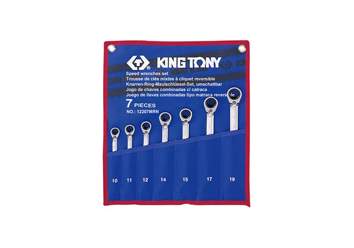 Bộ cờ lê vòng miệng tự động (Speed Wrench Set) 12207MRN KINGTONY 7 chi tiết chính hãng 